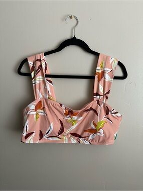 NWT Mynah Floral Pink Thick Strap Bikini Top SZ XL